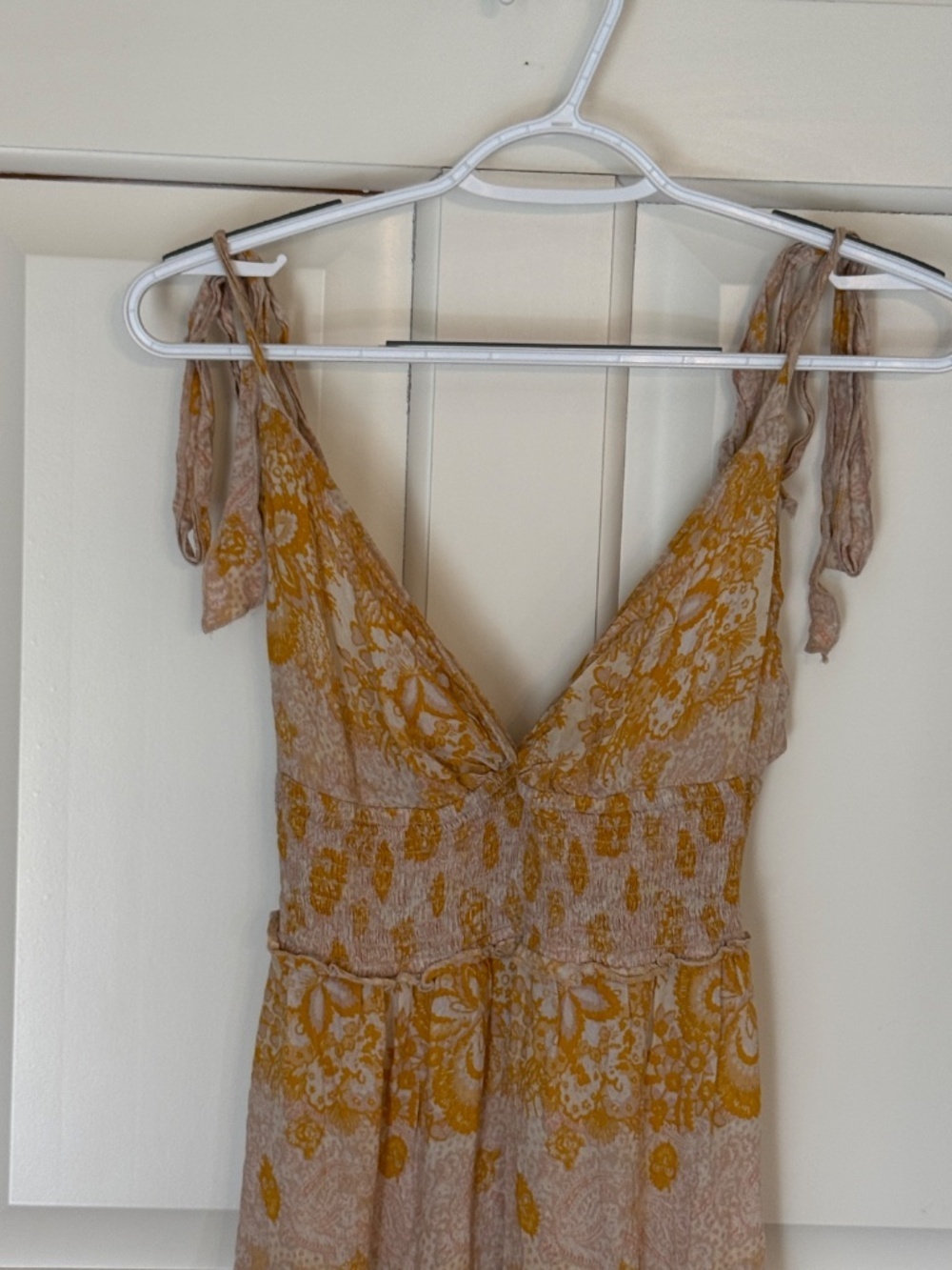 Free People Let's Smock About It Yellow Floral Maxi Dress Tiered 25293 - Picture 3 of 10